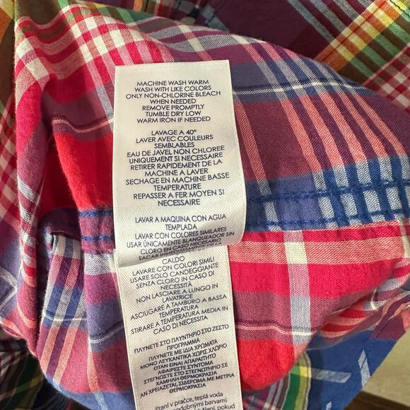 Chaps Denim Womens XL Colorful Multicolor Plaid Light Long Sleeve Button Up - Picture 6 of 7